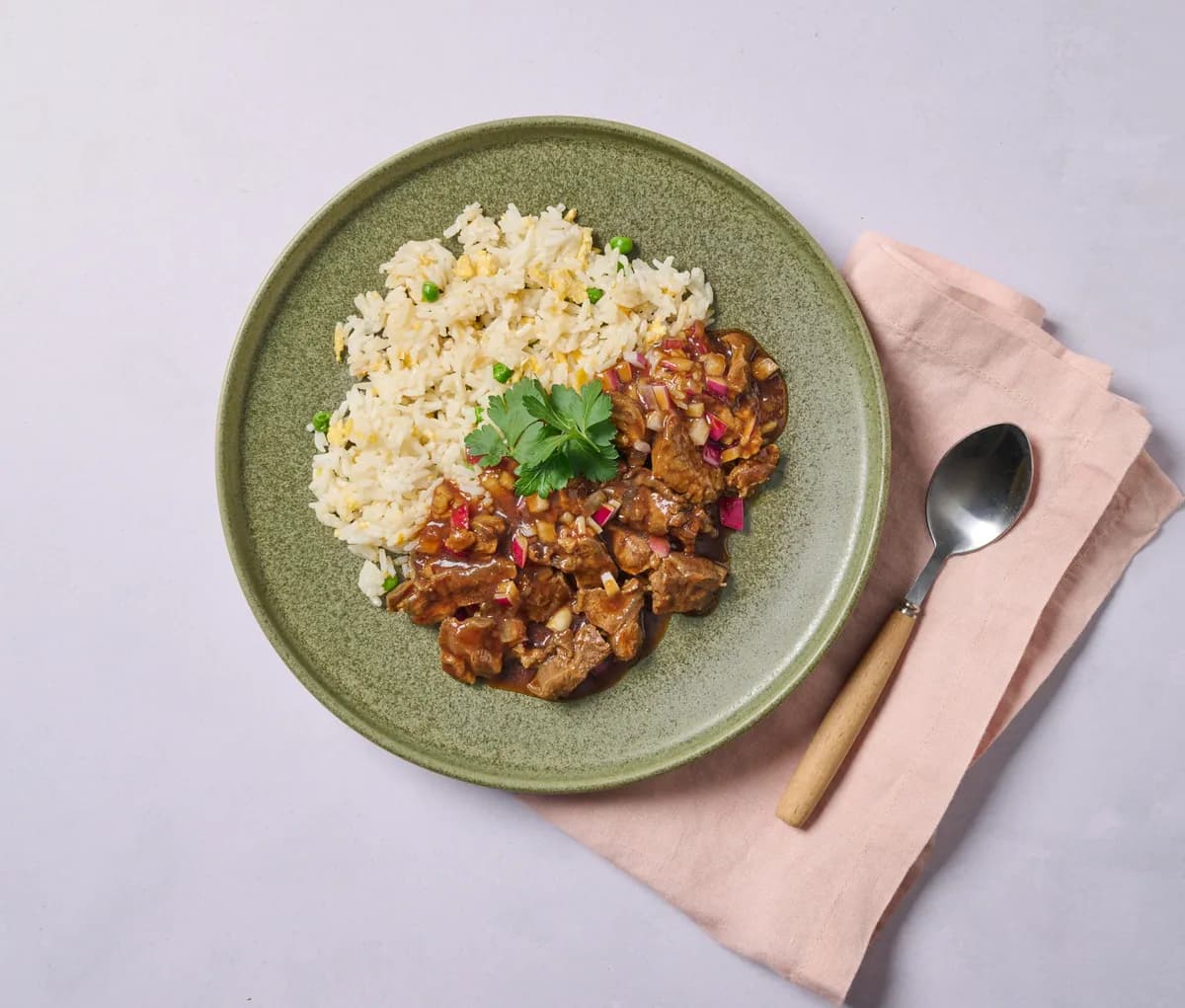 Cambodian Luc Lac with Egg White Rice