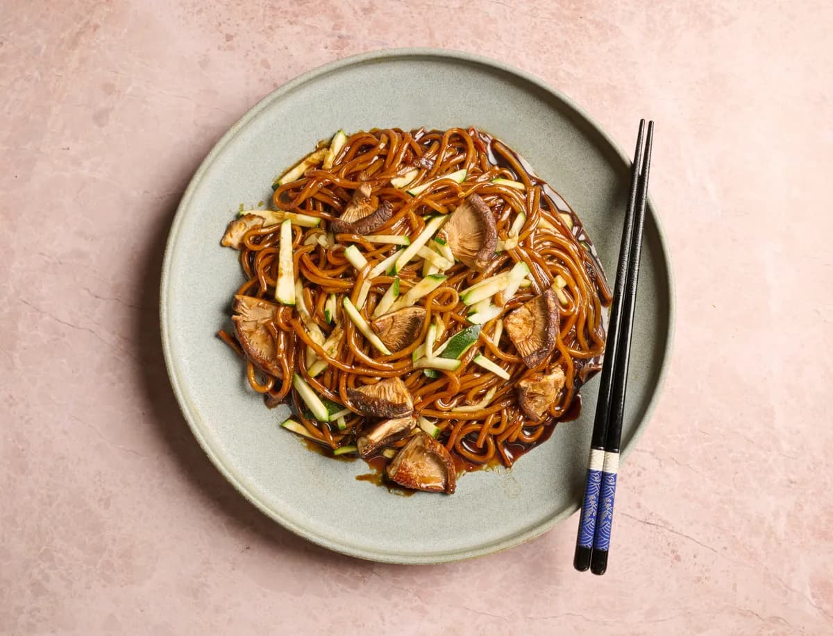 Black Bean Noodles with Shitake Mushrooms (Jjajangmyeon)